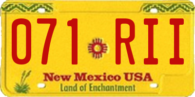 NM license plate 071RII