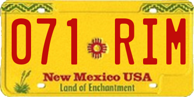NM license plate 071RIM