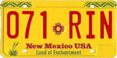 NM license plate 071RIN
