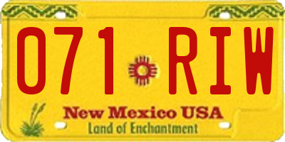 NM license plate 071RIW