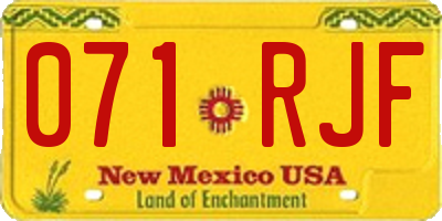 NM license plate 071RJF