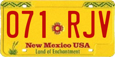 NM license plate 071RJV