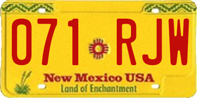 NM license plate 071RJW