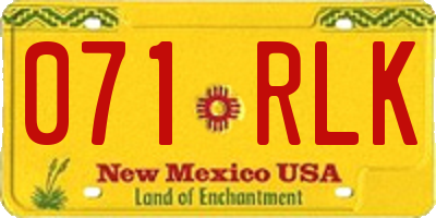 NM license plate 071RLK