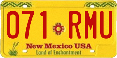 NM license plate 071RMU