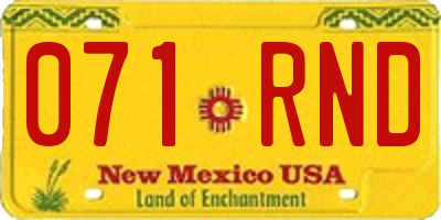 NM license plate 071RND