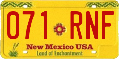 NM license plate 071RNF