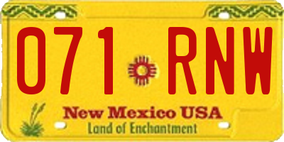 NM license plate 071RNW
