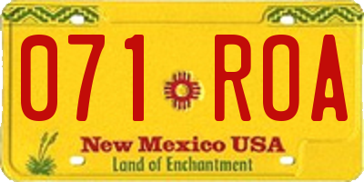 NM license plate 071ROA