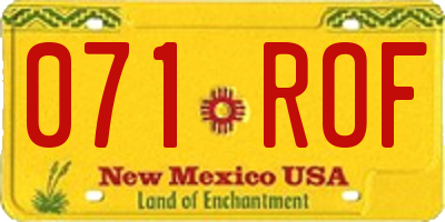 NM license plate 071ROF