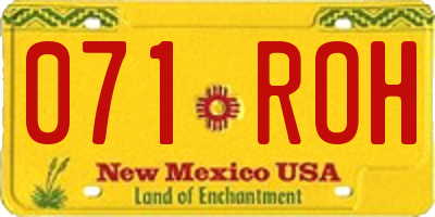 NM license plate 071ROH