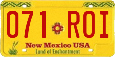 NM license plate 071ROI