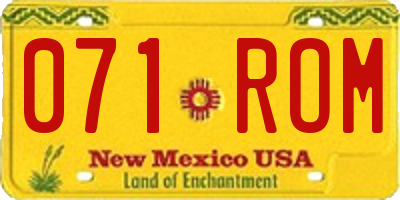 NM license plate 071ROM