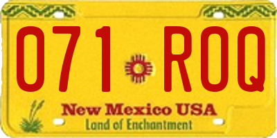 NM license plate 071ROQ