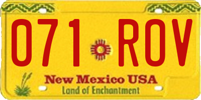 NM license plate 071ROV