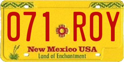 NM license plate 071ROY