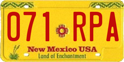 NM license plate 071RPA