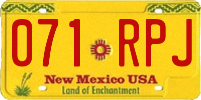 NM license plate 071RPJ