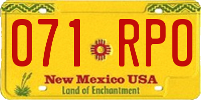 NM license plate 071RPO
