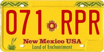 NM license plate 071RPR