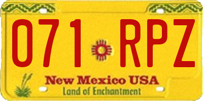 NM license plate 071RPZ