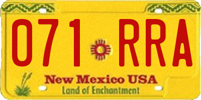 NM license plate 071RRA