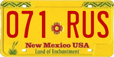 NM license plate 071RUS