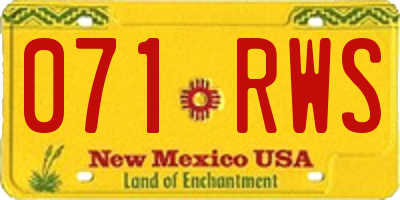 NM license plate 071RWS