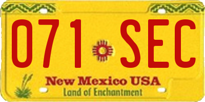 NM license plate 071SEC