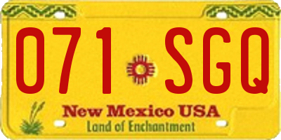 NM license plate 071SGQ