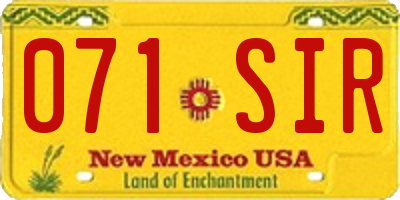 NM license plate 071SIR