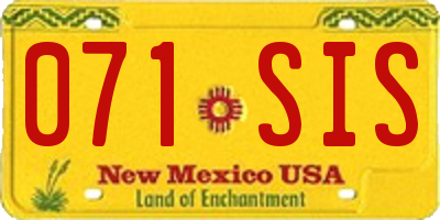 NM license plate 071SIS