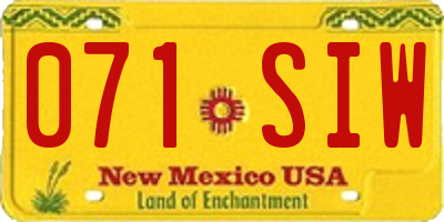 NM license plate 071SIW