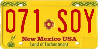 NM license plate 071SOY