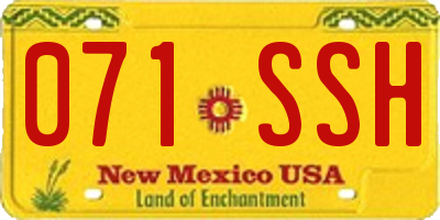 NM license plate 071SSH