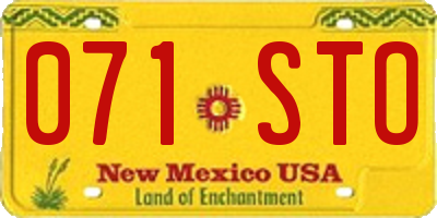 NM license plate 071STO