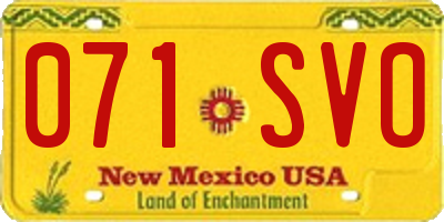 NM license plate 071SVO