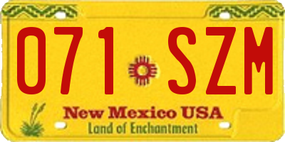 NM license plate 071SZM