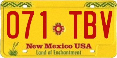 NM license plate 071TBV