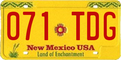 NM license plate 071TDG