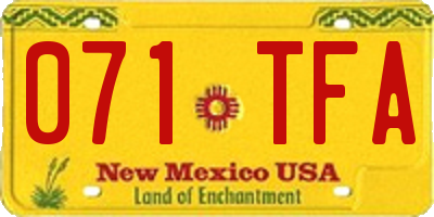 NM license plate 071TFA