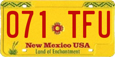 NM license plate 071TFU