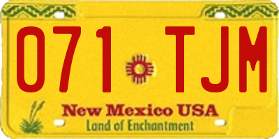 NM license plate 071TJM