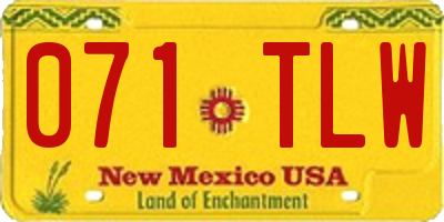 NM license plate 071TLW