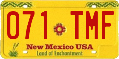 NM license plate 071TMF
