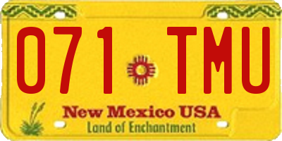 NM license plate 071TMU