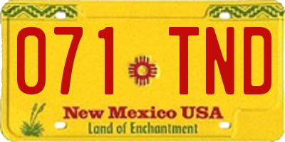 NM license plate 071TND