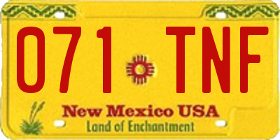 NM license plate 071TNF