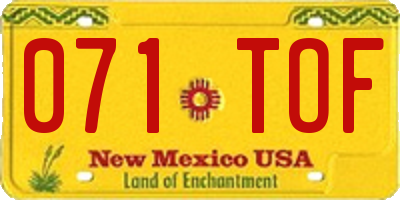 NM license plate 071TOF