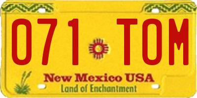 NM license plate 071TOM